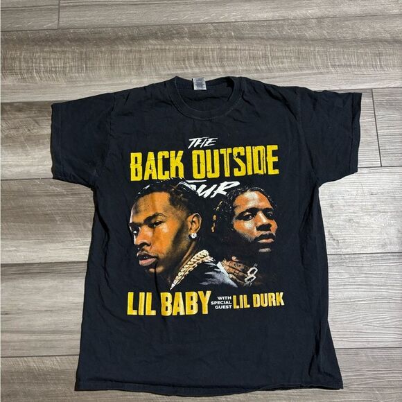 Lil Baby Lil Durk The Back Outside Tour Rap Tee T Shirt Adult Medium Black Mens - Picture 1 of 5